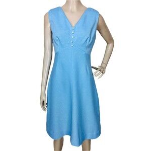 Vintage 60's MOD Handmade Sleeveless Empire Waist A-Line Sheath Dress S/M